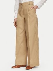 Tommy Hilfiger Spodnie materiałowe Dressing WW0WW50135 Beżowy Wide Leg. Brązowe spodnie materiałowe damskie Tommy Hilfiger, bez wzorów, z bawełny. Za 699.99 zł.