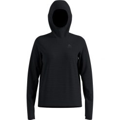 Bluza z kapturem Odlo Mid layer hoody ESSENTIAL THERMAL. Czarne bluzy damskie ODLO, na jesień, uniwersalny, bez wzorów, z elastanu, z kapturem. Za 339.99 zł.