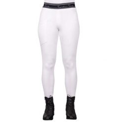 Legginsy do jazdy konnej dla kobiet QHP Eden. Białe legginsy damskie QHP, s, bez wzorów, z elastanu. Za 292.00 zł.