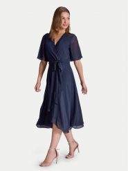 Swing Sukienka koktajlowa 5AI10200 Granatowy Regular Fit. Niebieskie sukienki damskie Swing, bez wzorów, z syntetyku, wizytowe, bez ramiączek. Za 789.99 zł.