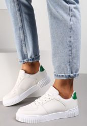 Biało-Zielone Sneakersy Amathanassa. Białe obuwie sportowe damskie Renee, przed kostkę, bez zapięcia. Za 99.99 zł.