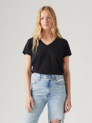 Levi's Koszulka w kolorze czarnym rozmiar: L. Czarne koszulki damskie Levi's, l, bez wzorów, z bawełny, bez kołnierzyka, bez ramiączek. Za 52.45 zł.