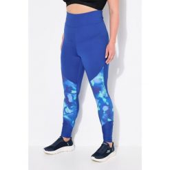 Damskie Sportowe legginsy szybkoschnące wysoki stan kieszeń na zamek. Niebieskie legginsy sportowe damskie Ulla Popken, plus size, bez wzorów, z materiału, z podwyższonym stanem. Za 244.99 zł.