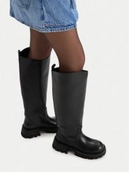 G-Star Raw Kozaki EO-GLCIE-GLC5559 Czarny. Czarne kozaki damskie G-Star, ze skóry, bez obcasa, na płaskiej podeszwie, bez zapięcia. Za 799.99 zł.