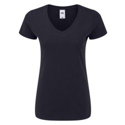 Koszulka Damska Z Dekoltem W Kształcie Litery V. Niebieskie bluzki damskie Fruit of the Loom, xs, bez wzorów, sportowe, bez kołnierzyka, bez ramiączek. Za 33.99 zł.