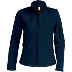 Kurtka damska Kariban Softshell. Niebieskie kurtki damskie KARIBAN, bez wzorów, z softshellu, bez kaptura. Za 202.50 zł.
