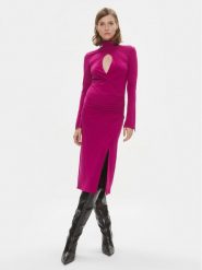 Pinko Sukienka koktajlowa Alpha 102367 A1DE Fioletowy Slim Fit. Fioletowe sukienki damskie Pinko, bez wzorów, z wiskozy, wizytowe, bez ramiączek. Za 719.99 zł.