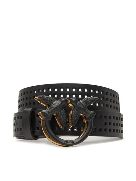 PINKO Pasek Damski Love Berry H3 Belt PE 25 PLT01 100125 A11W Czarny. Czarne paski damskie Pinko, bez wzorów, ze skóry. Za 439.99 zł.
