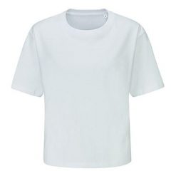 T-shirt Damski Ciężkiej Grubości Cropped. Białe t-shirty damskie MANTIS, bez wzorów, bez kołnierzyka. Za 64.99 zł.