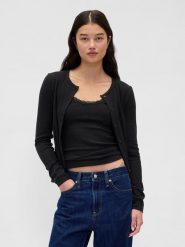 GAP Kardigan w kolorze czarnym rozmiar: S. Czarne kardigany damskie GAP, s, bez wzorów, prążkowane. Za 91.34 zł.