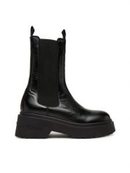 Tommy Jeans Sztyblety Tjw Chunky Shiny EN0EN02888 Czarny. Czarne botki damskie Tommy Jeans, z jeansu, bez obcasa, na płaskiej podeszwie, bez zapięcia. Za 559.99 zł.