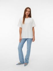Vero Moda Koszulka w kolorze białym rozmiar: XS. Białe bluzki damskie Vero Moda, xs, bez wzorów, z bawełny, bez kołnierzyka, bez ramiączek. Za 62.03 zł.
