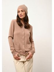 Just Cashmere Kaszmirowy kardigan "Katharine" w kolorze karmelowym rozmiar: L. Brązowe kardigany damskie Just Cashmere, l, bez wzorów, z kaszmiru. Za 240.99 zł.