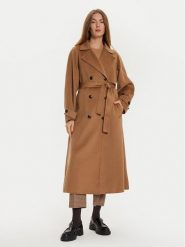 Tommy Hilfiger Płaszcz wełniany WW0WW45919 Brązowy Oversize. Brązowe płaszcze damskie Tommy Hilfiger, na zimę, l, bez wzorów, z syntetyku, bez kaptura. Za 1,599.00 zł.