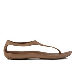 Sandały japonki damskie sportowe Crocs Sexi Flip Wmns. Brązowe klapki damskie Crocs, bez wzorów, z materiału, bez obcasa, bez zapięcia. Za 189.00 zł.
