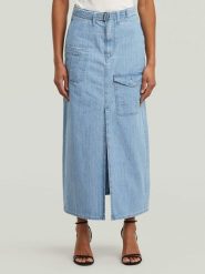 G-Star Spódnica dżinsowa w kolorze błękitnym rozmiar: W24. Niebieskie spódnice damskie G-Star, na co dzień, z aplikacjami, z bawełny, retro, maxi. Za 239.99 zł.