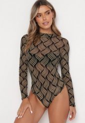Beżowe Body Prześwitujące w Fantazyjny Print Aerhu. Brązowe body i gorsety Born2be, bez wzorów. Za 84.99 zł.