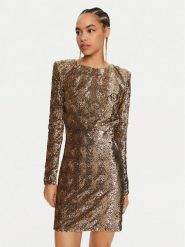 Elisabetta Franchi Sukienka koktajlowa AR-57J-47E2-V900 Złoty Regular Fit. Żółte sukienki damskie Elisabetta Franchi, bez wzorów, z syntetyku, wizytowe, bez ramiączek. Za 1,849.00 zł.