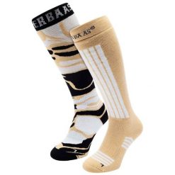 Skarpety narciarskie - Damskie - 2 pary - Warm Sand. Brązowe skarpetki damskie POEDERBAAS, bez wzorów, z elastanu. Za 177.72 zł.