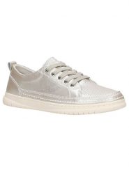 Wojas Skórzane sneakersy w kolorze srebrnym rozmiar: 41. Szare obuwie sportowe damskie Wojas, ze skóry, bez zapięcia. Za 197.63 zł.