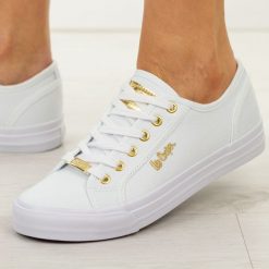 Białe trampki damskie Lee Cooper 4074. Białe trampki damskie Lee Cooper, bez wzorów, z jeansu, bez zapięcia. Za 149.00 zł.