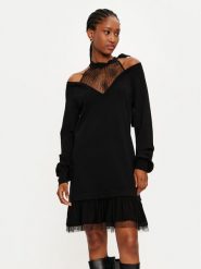 TWINSET Sukienka dzianinowa 242TP3020 Czarny Relaxed Fit. Czarne sukienki damskie Twinset, bez wzorów, z dzianiny, bez ramiączek. Za 589.99 zł.