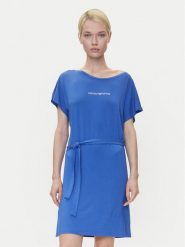 Emporio Armani Sukienka codzienna EW000783 AF12192 UA012 Niebieski Regular Fit. Niebieskie sukienki damskie Emporio Armani, bez wzorów, z wiskozy, bez ramiączek. Za 349.99 zł.