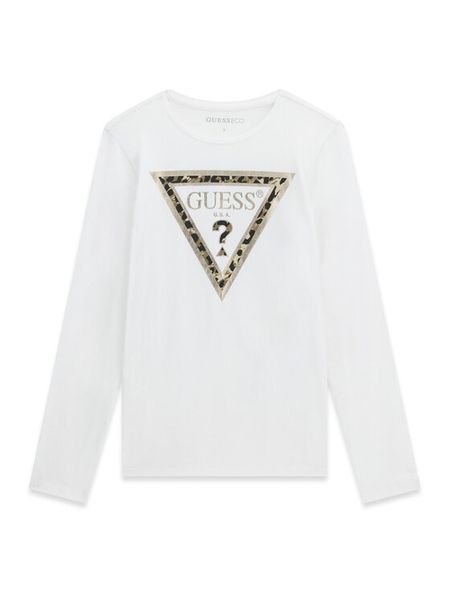 Guess Bluzka J6BI02 K5771 Biały Regular Fit. Białe bluzki i koszule dziewczęce Guess, z aplikacjami, z bawełny, bez kołnierzyka, bez ramiączek. Za 94.99 zł.