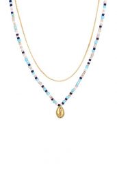 Elli Damski warstwowy, zawieszka muszlowa szklane koraliki kolorowe lato Trend w pozłacanym srebrze 925 Sterling Silver Naszyjniki 1 ct. Szare naszyjniki damskie Elli, pozłacane. Za 293.99 zł.