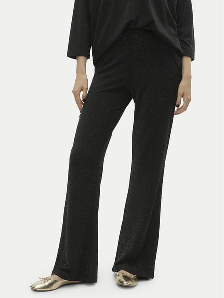 Vero Moda Spodnie dzianinowe Kanva 10296871 Czarny Regular Fit. Czarne spodnie materiałowe damskie Vero Moda, bez wzorów, z dzianiny. Za 69.99 zł.