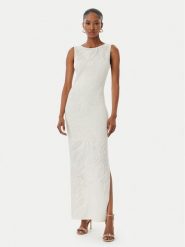 Guess Sukienka dzianinowa W6GK81 Z0680 Kremowy Slim Fit. Białe sukienki damskie Guess, z aplikacjami, z dzianiny, bez ramiączek. Za 794.99 zł.