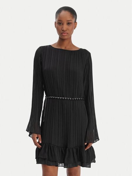 Guess Sukienka codzienna W6RK37 WJ712 Czarny Regular Fit. Czarne sukienki damskie Guess, z aplikacjami, z syntetyku, bez ramiączek. Za 659.99 zł.