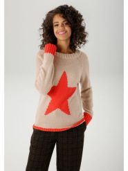 Aniston Sweter w kolorze beżowym rozmiar: 44. Brązowe swetry klasyczne damskie Aniston, ze splotem, bez kołnierzyka. Za 59.95 zł.