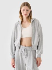 4F Bluza dresowa rozpinana z kapturem damska - szara M. Szare bluzy damskie 4F, m, bez wzorów, z bawełny, z kapturem. W wyprzedaży za 79.99 zł.