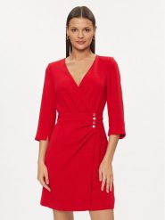 Morgan Sukienka koktajlowa 241-RUBI Czerwony Regular Fit. Czerwone sukienki damskie Morgan, bez wzorów, z syntetyku, wizytowe, bez ramiączek. Za 389.99 zł.