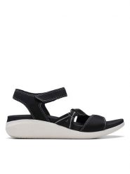 Clarks Sandały "Glide Hi Shore" w kolorze czarnym na koturnie rozmiar: 40. Czarne sandały damskie Clarks, bez wzorów, z otwartym noskiem, bez obcasa, na koturnie, bez zapięcia. Za 105.38 zł.