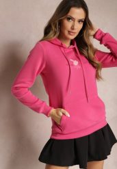Różowa Ocieplona Bluza z Kapturem Ozdobiona Naszywką i Napisem Eirellia. Czerwone bluzy damskie Renee, l, z aplikacjami, z dzianiny, z kapturem. Za 79.99 zł.