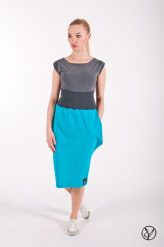 Spódnica z kieszenią turkus midi. Niebieskie spódnice damskie Hultaj Polski, l, bez wzorów, z bawełny, eleganckie, midi. Za 149.00 zł.