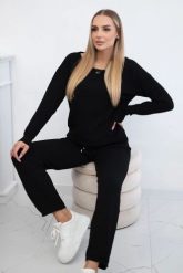 Komplet sweterkowy Bluza + Spodnie czarny. Czarne bluzy damskie KESI, l, bez wzorów, z poliesteru, bez kaptura. Za 297.97 zł.