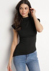 Czarna Bluzka Satynowa z Wiskozą z Usztywnionymi Ramionami Ardisna. Czarne bluzki damskie Born2be, m, bez wzorów, z satyny, eleganckie, bez kołnierzyka, bez ramiączek. Za 59.99 zł.