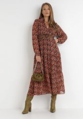 Czarno-Czerwona Sukienka Z Paskiem Khazin. Czerwone sukienki damskie Born2be, z aplikacjami, bez ramiączek. W wyprzedaży za 135.99 zł.