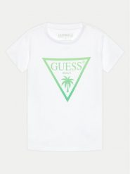 Guess T-Shirt L4GI33 J1311 Biały Regular Fit. Białe t-shirty i koszulki chłopięce Guess, z aplikacjami, z bawełny, bez kołnierzyka, bez ramiączek. Za 199.99 zł.