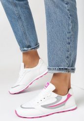Biało-Różowe Buty Sportowe Chloette. Białe obuwie sportowe damskie Born2be, z materiału, na fitness i siłownię. Za 74.99 zł.
