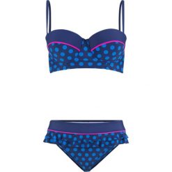 Bikini na fiszbinach (2 części) bonprix niebieski w kropki. Niebieskie bikini bonprix, w kropki. Za 129.99 zł.