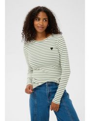 Kaffe Koszulka w kolorze kremowo-zielonym rozmiar: XL. Brązowe bluzki damskie Kaffe, xl, bez wzorów, bez kołnierzyka, bez ramiączek. Za 104.99 zł.