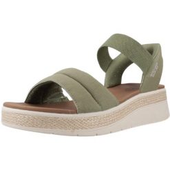 Sandały SKECHERS BOBS SUN RAY Zielony. Zielone sandały damskie Skechers, bez wzorów, z syntetyku, bez obcasa, bez zapięcia. Za 260.99 zł.