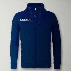 Bluza Junior Sarajevo Full Zip do biegania niebieska. Niebieskie bluzy damskie LEGEA, bez wzorów, z bawełny, z kapturem. Za 180.00 zł.