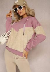Ciemnoróżowa Bawełniana Bluza z Kapturem ze Ściągaczami i Polarem Eurynia. Czerwone bluzy damskie Renee, bez wzorów, z bawełny, z kapturem. Za 84.99 zł.
