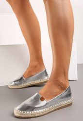 Srebrne Espadryle na Płaskiej Podeszwie Ozdobione Plecionką z Juty Vethalia. Szare espadryle damskie Born2be, bez wzorów, z jeansu, bez obcasa, na płaskiej podeszwie. Za 39.99 zł.