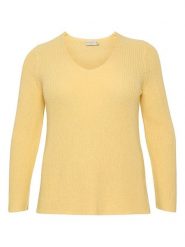 KAFFE curve Sweter w kolorze żółtym rozmiar: XL. Żółte swetry klasyczne damskie KAFFE curve, xl, z bawełny, bez kołnierzyka. Za 145.26 zł.